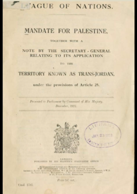 Anniversary of the League of Nations Mandate for Palestine as a Jewish State (1922)