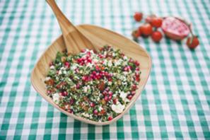 Gluten-Free Tabbouleh Salad with Tomatoes, Parsley, Cauliflower and Carrots