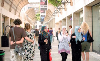 Arabs and Jews Walk Together Mamilla Jerusalem