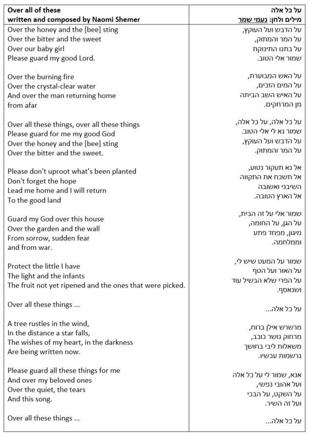 The Bitter And The Sweet A Song Of Prayer And A Promise By Naomi Shemer The Israel Forever Foundation