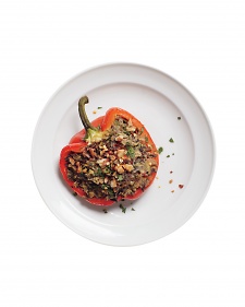 Hummus and Wild Rice Stuffed Pepper - photo credit Johnny Miller