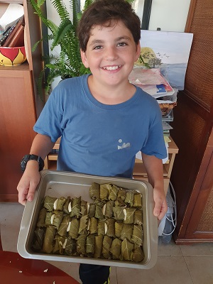 Yebreh, stuffed grape leaves