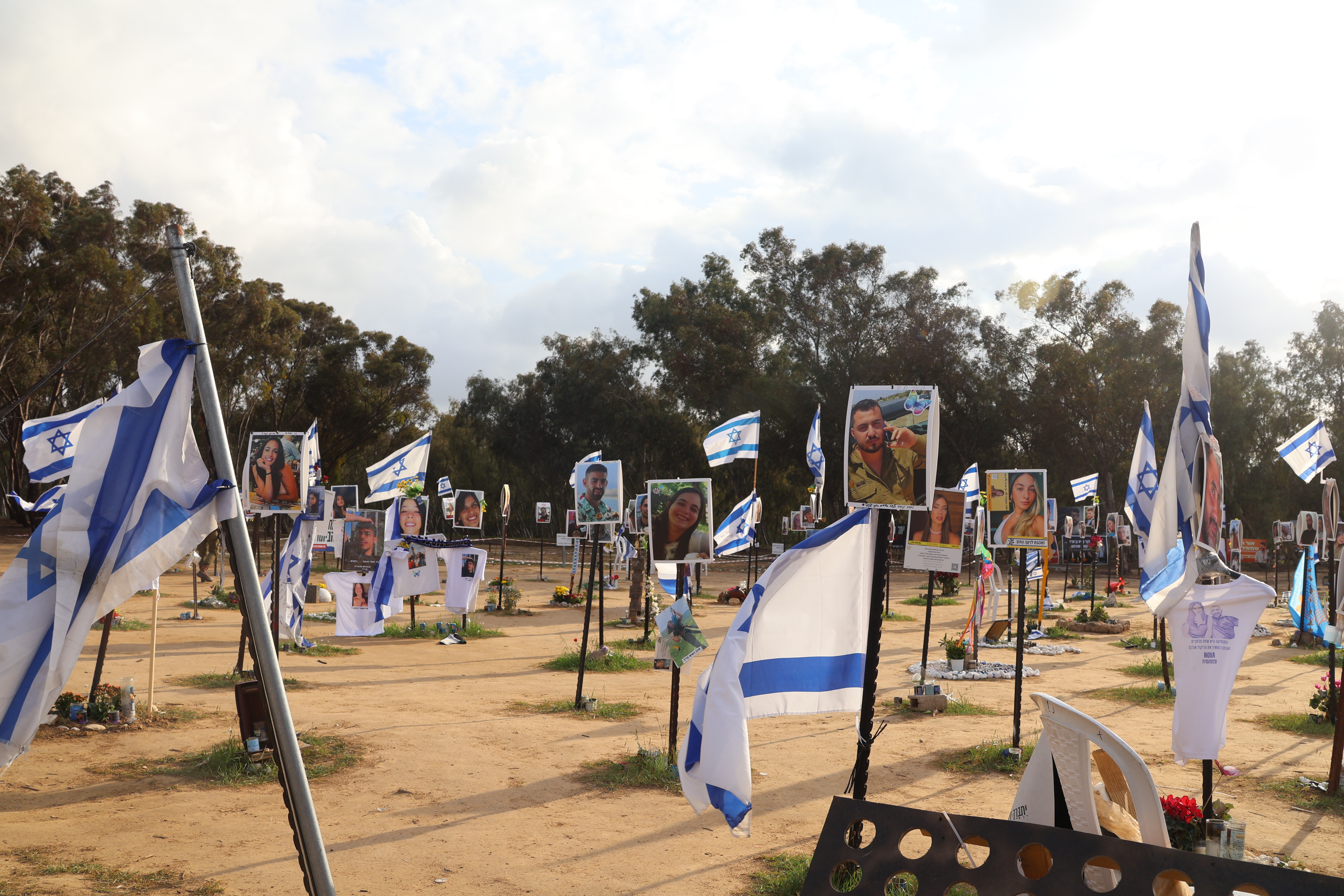 Some of the memorials to victims of the Nova festival near Rei'im
